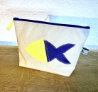 Segeltuchtasche mit blau/neongelben Fisch